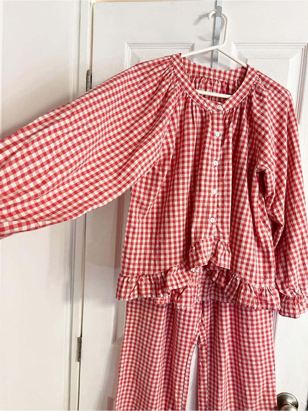 Amazon Red Gingham Ruffle Pajama Set - Picture 2 of 11